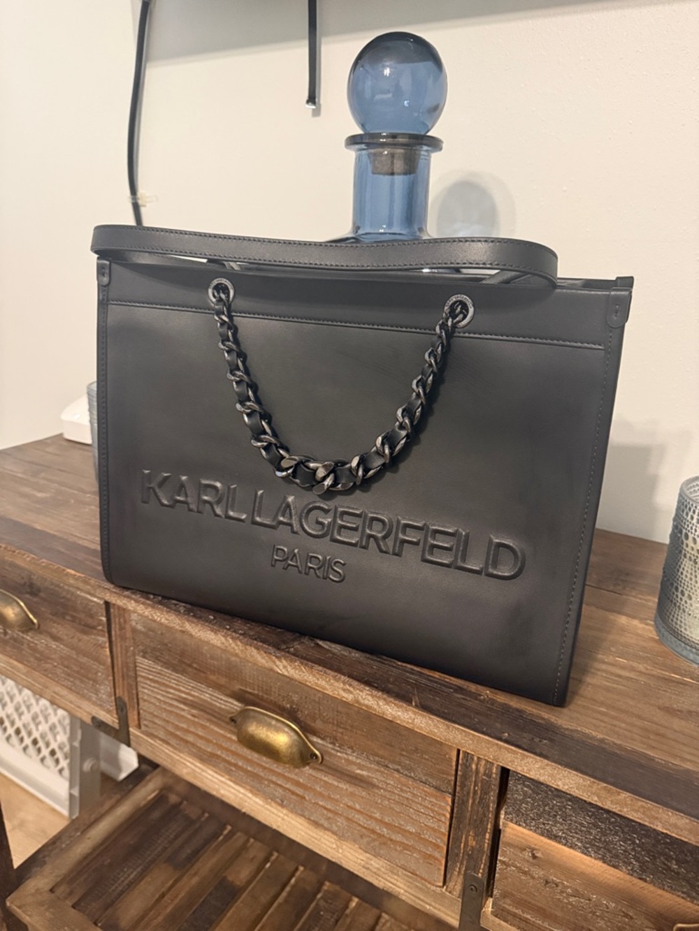 Karl Lagerfeld Black Embossed Logo Tote